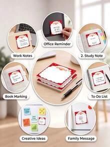 1/2/5PCS Santa Claus Theme Sticky Notes, Square Christmas Sticky Notes Santa Claus Snowman Memo Pads Cute Holiday Self-Adhesive Note Pads Office School Home Book Sticky Notes, 75x75mm Square Sticky Notes, 100 Sheets Total, Removable Backing, Suitable For Office, Home And Daily Use - Multicolor - View 7