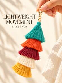 1pc Colorful Bohemian Style Pom Pom Tassel Keychain, Wristlet Key Ring & Bag Charm Decor, Suitable For Women Handbags, Wallets, Backpacks And Car Keys - Multicolor - View 7
