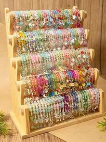 5pcs Handmade DIY Glass Bead Alloy Pendant Bracelet Bohemian Style Women's Bracelet Random Color And Style - Colorful - View 1