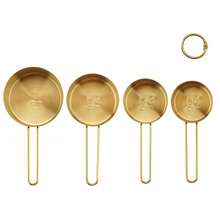 8pcs Stainless Steel Measuring Cups And Spoons Set, Dual-Color Gold And Silver Handle Design, Practical Kitchen Tools For Stirring Milk And Coffee - Titanium-plated Set - View 15