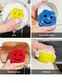 Random Color Thick High‑Density Cleaning Sponge , Soft Durable Multi‑Purpose Scrub Sponge, Powerful Non‑Scratch Stain Removal Cleaning Pads For Kitchen Bathroom Household - Multicolor - View 8