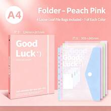 Macaron A4 Loose-Leaf Binder, Large Capacity Document Folder With 4-Color Perforated Transparent File Pockets, PP Waterproof Exam Paper Storage Organizer, Office Document And Exam Paper Classification Storage File Folder, Loose-Leaf Binder, A4 Document Folder, File Storage Organizer, Perforated File Pockets, Macaron Binder, Exam Paper Storage, Waterproof PP Document Folder - A - View 8
