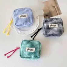Mini Cosmetic Bag, Cute Makeup Pouch Suitable For Women And Girls, Checkerboard Cosmetic Bag, Sanitary Pad Storage Bag, Tampon Storage Bag, Bohemian Style - Multicolor - View 7