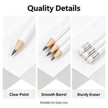 5pcs/15pcs/30pcs Simple White Round Pencil With Eraser, Pre-Sharpened, Suitable For Study, Office, And Practice - Sets - View 11