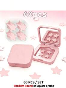 60pcs/Box Practical Pink Makeup Mirror With Star Decoration Beauty Patch, Portable Travel Makeup Mirror Box, Fashion Facial Accessory, Suitable For Daily Makeup, Party And Gift - Multicolor - View 10
