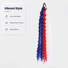 Women Synthetic Long Curly Wavy Ponytail Extension, Heat Resistant High Density Fake Hair, Natural For Cheer, Sports, Party, Festival Occasions - Multicolor - View 3