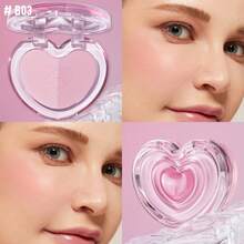 CZEL Heart-Shaped Dual-Color Blush Palette, Matte Texture Layerable & Long-Lasting Pigment, Built-In Mirror, Cute Heart Makeup Blush, Suitable For Daily Makeup - B03 - View 11