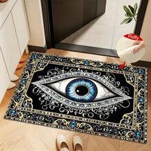 1pc 2D Flat Evil Eye Pattern Design Microfiber Bath Rug,Non-Slip Soft Bathroom Mat,Doormat,Water Absorption Mat,Machine Washable,Low Pile,TPR Backing,Knit Fabric,ForBedroom,Kitchen, Entryway,Indoor Use,Accessories & Home Decor,Perfect New Home Gift. - C - View 5