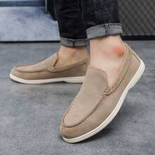 Luxury Men's Slip-On Penny Loafers Solid Color Faux Suede Fabric Casual Shoes - Khaki - View 7