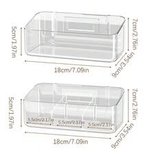 1/2pcs Transparent Vertical Plastic Makeup Organizer Storage Box, Space-Saving Bathroom Vanity Organizer For Lipstick, Skincare, Cotton Pads, Face Masks, Desktop Cosmetic Storage Rack - Multicolor - View 3