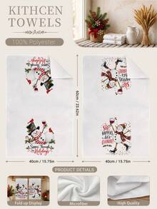 2pcs Funny Snowman & Text Pattern Christmas Kitchen Towels, 40*60cm Soft Microfiber Tea Towels, Suitable For Home Kitchen Restaurant Outdoor Camping Tabletop Cleaning Dish Cloth Hand Towel Accessories, Winter Christmas Holiday Theme Kitchen Towels Holiday Gift - Multicolor - View 3