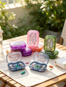 Portable Mini Transparent Pill Box With Medicine Package Pattern, Leak-Proof Multi-Compartment Pill Storage Box, Outdoor Travel Pill Box, 3-Compartment Daily Medication Organizer, Compact Pocket Pill Storage Box, Suitable For Storing Vitamins, Daily Medications, Capsules, Tablets And Small Supplements, Practical Travel Essential For Outdoor Camping, Vacation And Business Trips, Gift For Students, Doctors, Family And Friends, Waterproof And Moisture-Proof Pill Box, Easy To Put In Handbag, Backpack And Pocket, Emergency Rescue Pill Box, Back To School, Teacher's Day, Christmas Gift - Multicolor - View 1