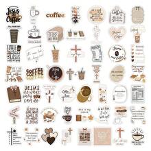 52 Pieces Of Jesus And Coffee-Themed Stickers - Faith And Coffee-Themed Vinyl Stickers Suitable For Decoration On Water Bottles, Laptops, Diaries, And Phone Cases - Jesus and Coffee - View 8