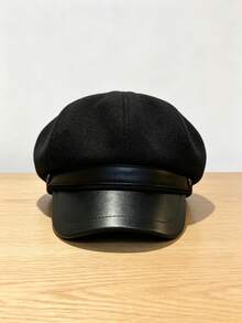 One-Piece Maillard Solid Color Beret For Women, New Autumn/Winter Retro Versatile Hat, Makes Face Look Smaller - Black - View 8