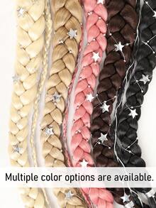 2 Packs 24 Inch Y2K Style Synthetic Long Braided Hair Extensions With Silver Star Decor, Soft Colorful Holiday Cosplay Party Hair Extensions For Women And Girls - Multicolor - View 2