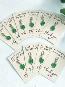 10pcs/20pcs Lucky Four Leaf Clover Keychains, Fresh Plant Hanging Decor Suitable For Graduation, Teacher's Day, Birthday, Mother's Day/Father's Day Gifts, Bring Good Luck Gift - Multicolor - View 2