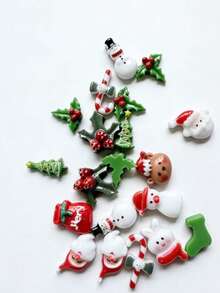 20pcs Random Mixed Christmas Santa Claus & Christmas Tree Nail Art Charms, 30pcs Random Mixed Christmas Style Nail Decorations, DIY Nail Art Design Green & Red Christmas Nails - Multicolor - View 2