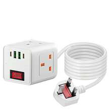 UK Plug Multi-Outlet Power Strip With USB-A/USB-C Ports, 2m Extension Cord, Overload Protection Switch, Compact Power Cube For Home/Office/Bedroom - UK Plug(220-240V) - View 11