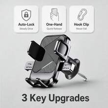 BISI 1pc Car Air Vent Phone Holder, Auto-Locking 360° Rotating Phone Mount, Universal Stable Navigation Bracket For 4.7-6.8 Inch Smartphones - QX-s306 - View 6