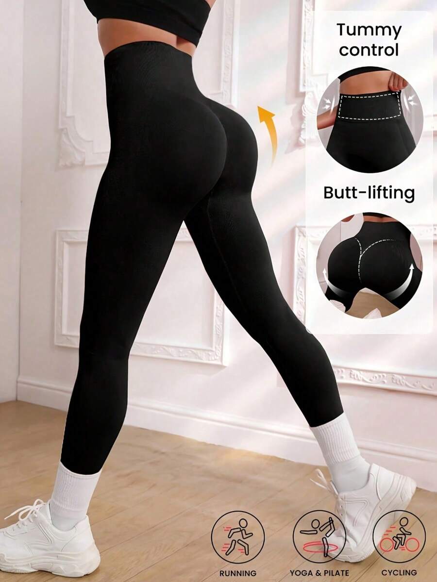 1pc Women's High Waist Seamless Leggings, Soft & Stretchy, Butt Lifting Shaping, Autumn Style