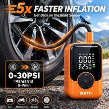 SUITU Portable Tire Inflator, Fast Wireless Bicycle Pump, Mini Air Compressor + Free 3M Car Power Cable, 150PSI Portable Air Pump With Digital Pressure Gauge, 7.4V 1500Mah Portable Charger - Wireless Model - View 3