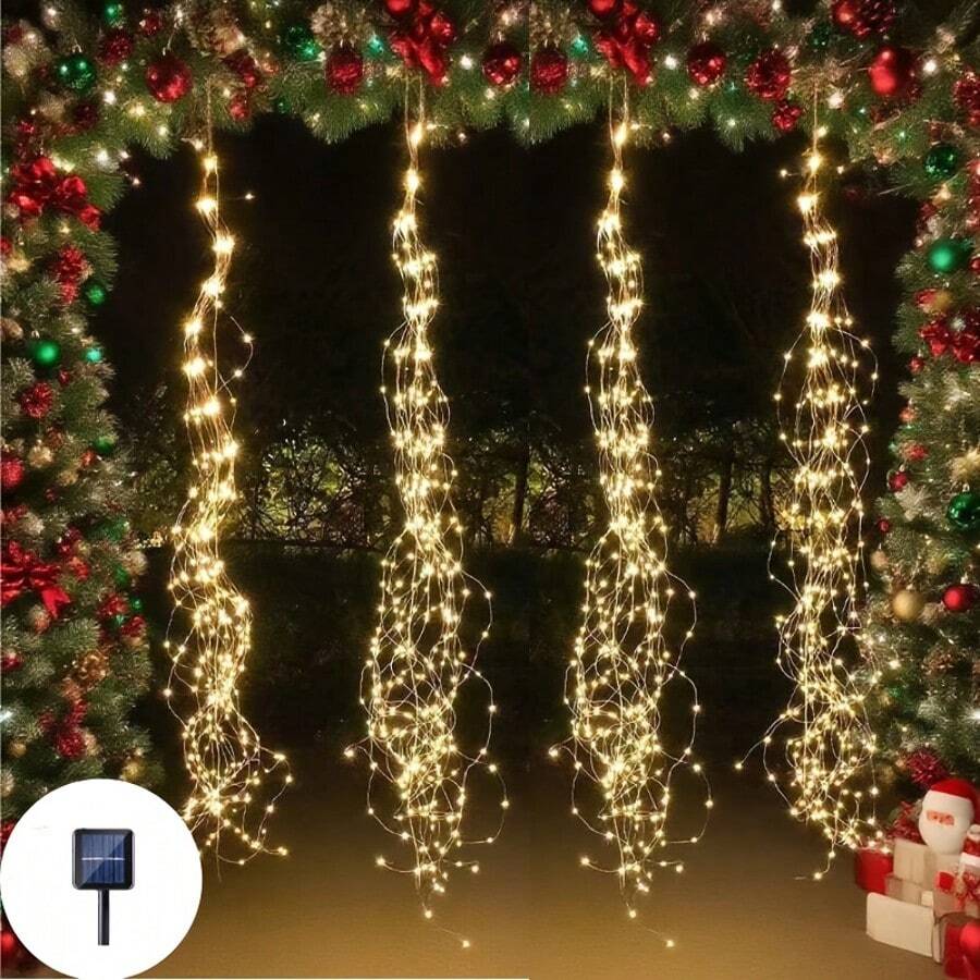 100/200/300 LED Solar Powered Vine Fairy Lights, Outdoor Garden Lights, Christmas Tree Decoration Lights