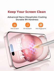 DUTRIEUX 2pcs 9H Hardness Screen Protector Compatible With Iphone 18ProMax/17/16/15/14/13/12/11 Pro Max, Scratch-Resistant, Shatter-Proof, Anti-Fall, Essential Phone Accessories, Waterproof, Shock-Proof, Anti-Scratch, Anti-Fingerprint Screen Protection For Daily Use, Office, Home - Clear - View 3
