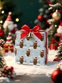1 Roll Christmas Gift Wrapping Paper, Snowy Christmas Cow Pattern, Suitable For Christmas Gift Wrapping, Holiday Party Decoration, Home Holiday Decor, DIY Crafts, Holiday Gift Packaging, Size 43cm X 300cm - A - View 5