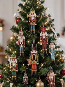 12pcs/24pcs Nutcracker Wooden Gift Tag, Christmas Table Place Card Decor, DIY Advent Calendar Ornament, Christmas Wall Collage Decoration, Nutcracker Bookmark Craft - Multicolor - View 2