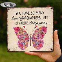 One Retro Sign, Outdoor Decorative Wall Sign, Vintage Tin Sign Style, Inspirational Quote Wall Decoration, "Life Has Many Beautiful Chapters Waiting To Be Written," Home Wall Decoration Plaque, Suitable For Study Or Bedroom, Inspirational Gift (Style Random). - A - View 9