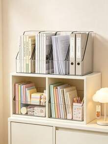 Foldable Matte PP File Storage Box, Desktop Vertical Book Stand, Transparent Acrylic A4 Paper Organizer, Document And Scrapbook Paper Sorting Rack, Suitable For Student Desks, Office Workspaces, Home Study, Libraries, Classrooms - Multicolor - View 5
