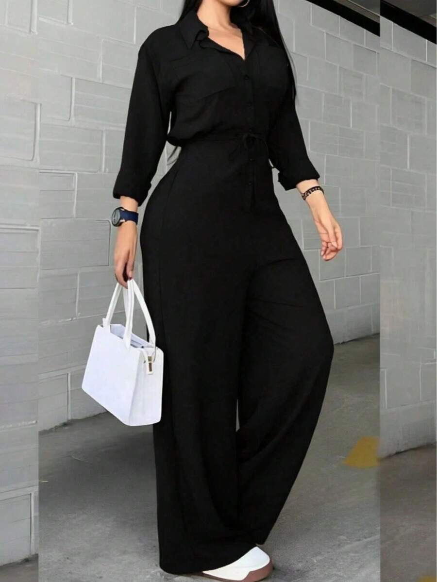 Women's Fashion Luxury Black Long Pants, Side Rivet Trim And Strap ...