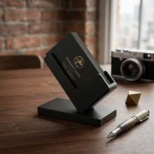 1pc Industrial Style Creative Business Card Holder, Desktop Card Display Stand, Minimalist Design Office Organizer, Suitable For Office/Workstation Decor - A - View 2