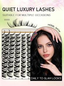 Asiteo 80pcs D Curl Rabbit Ear Eyelash Clusters Series: 8-16mm Shiny Manga Style Faux Mink False Eyelashes, Fine Single Cluster Eyelash Extensions, Anime Fairy Style Eyelash Clusters - D - View 4