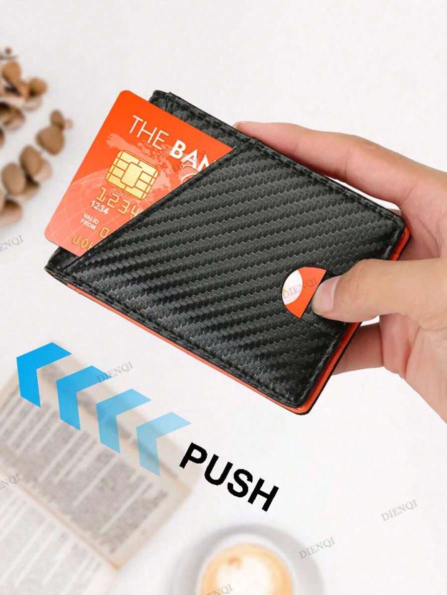 Men RFID Blocking Wallet Carbon Fiber Ultra Thin Front Pocket Credit Card Holder Anti Theft Business Microfiber Leather Cardholder Gift For Him