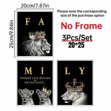 3pcs Modern Abstract Lion Family Inspirational Quote Wall Art Canvas Painting, Suitable For Living Room Decor, Frameless - Multicolor - View 16