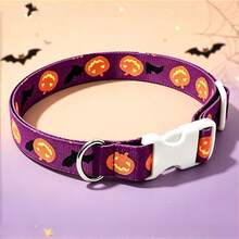 1pc Pet Halloween Pumpkin Collar, Cute Pumpkin Bat Dog Collar, Cat Collar, Suitable For Halloween Pet Costume - Purple - View 8