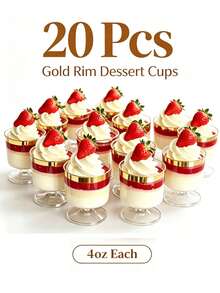 20pcs/10pcs Creative Gold Rim Dessert Cups, Mousse Cups, Parfait Cups, Small Wine Glasses, Party Tableware, Reusable Mini Dessert Cups, Suitable For Various Party Events, Weddings, Grand Openings, Birthdays, Christmas Celebrations, Perfect Choice For Dessert Table Decoration - View 10