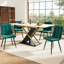 Extendable Dining Table (120-160 * 80), Kitchen/Living Room Table, Extendable Table, Extendable To 160 With Aid Of An Internal Insert Panel, Dining Table With Golden - 1 - View 4