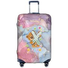 Marble Gradient Background Cute Teddy Bear Letter Luggage Suitcase Cover, Elastic Stretch Luggage Protector Sleeve, Scratch-Resistant Dust-Proof Reusable Travel Accessory - Multicolor - View 108