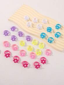 20pcs Candy Color Flower Hair Ties, Sweet Girl Braid Bun Hair Ropes ...