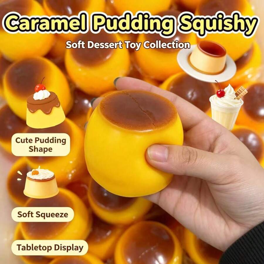 1pc/Caramel Pudding DIY Handmade Squishy Ball Toy Stress Relief Venting Crunchy Pudding Handmade Ball