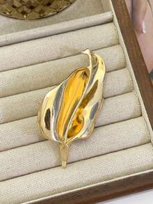 Irregular Metal Horseshoe Lily Brooch, Minimalist Fashionable Suit Shirt Decorative Jewelry Accessory Gift - Gold - View 4