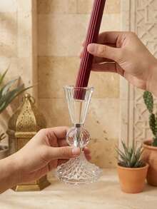 Light Luxury High-Quality Exquisite Glass Candle Holder – Table Wedding Home Ambiance Soft Decor Prop For Living Room, Office, Party, Halloween, Christmas & New Year Gift - Light Luxury  Style - View 3
