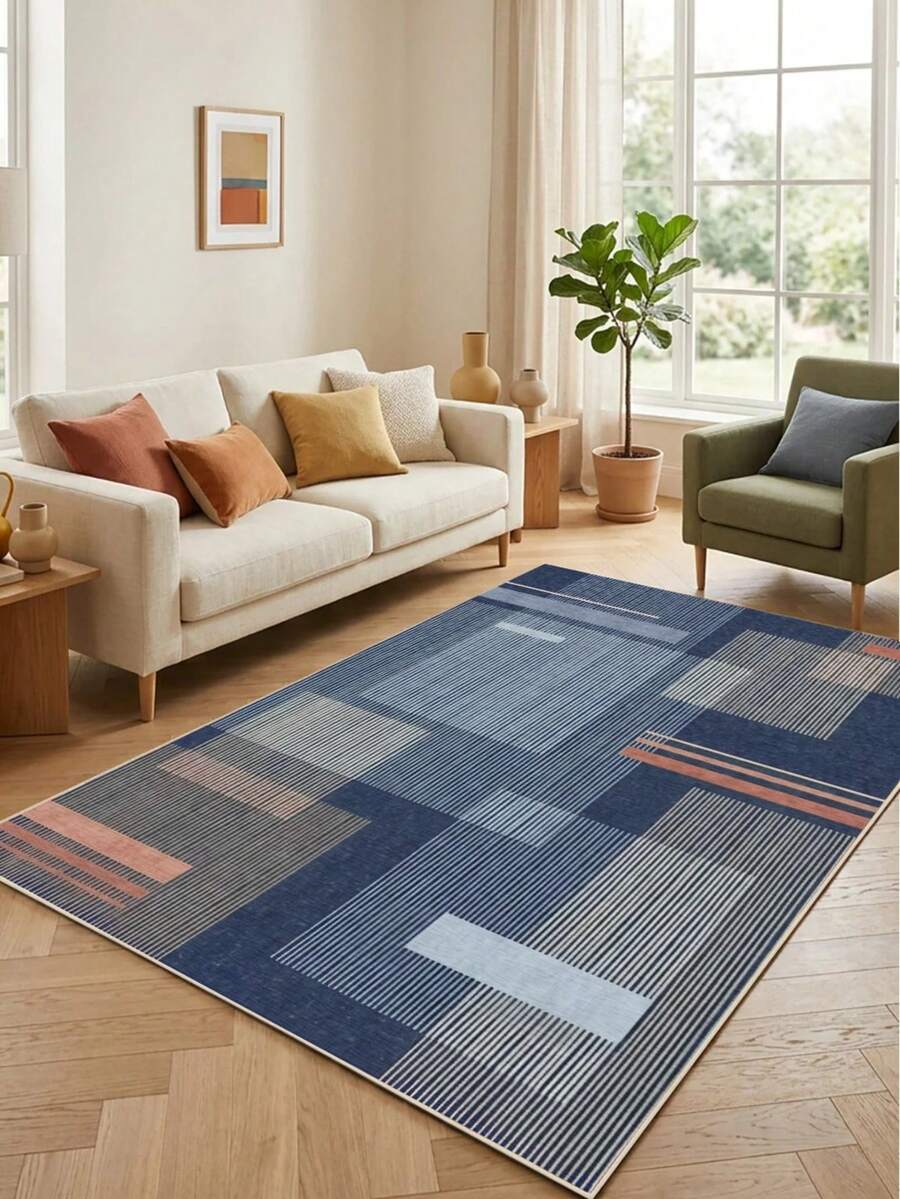 Digitally Printed Non-Slip Washable Runner And Area Rug Living Room Carpet, Modern Design | Modern, Scandinavian, Bohemian And Classic Styles | 100% Polyester - Beige - View 1