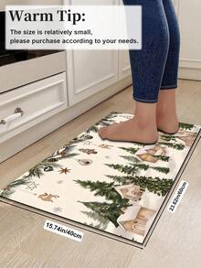1/2pcs Christmas Diatomaceous Earth Mat, Vintage Cedar Pattern, Super Absorbent, Non-Slip, Perfect For Bathroom, Kitchen And Dining Room, Quick Drying, Ideal Home Decor And Bathroom Mat Gift - Multicolor - View 12