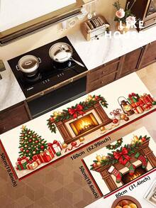 1/2pcs Christmas Floor Mat, Vintage Diatomaceous Earth Mat, Christmas Gift Pattern, Super Absorbent, Non-Slip, Perfect For Bathroom, Kitchen And Dining Room, Quick Dry, Ideal Home Decor And Bathroom Mat Gift - Multicolor - View 13