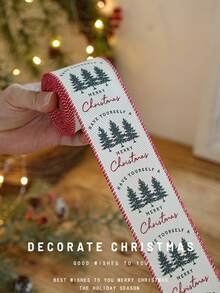 1pc Christmas Decoration Ribbon With Cedar Pattern Print, Bowknot Binding Ribbon, Christmas Decor Satin Ribbon, Holiday Colorful Ribbon - Multicolor - View 5