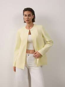 Women's Solid Color Casual Versatile Commute Travel Blazer - Yellow - View 7