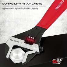 SEDY 3 Pieces Adjustable Wrench Set, Includes: 6", 8", 10" Pipe Wrenches, Wide Mouth Black Oxide Treated Wrenches, With Cushioned Handles, Laser Etched, Metric And Imperial Scales, CR-V Steel Material, Suitable For Professional Use - A - View 8